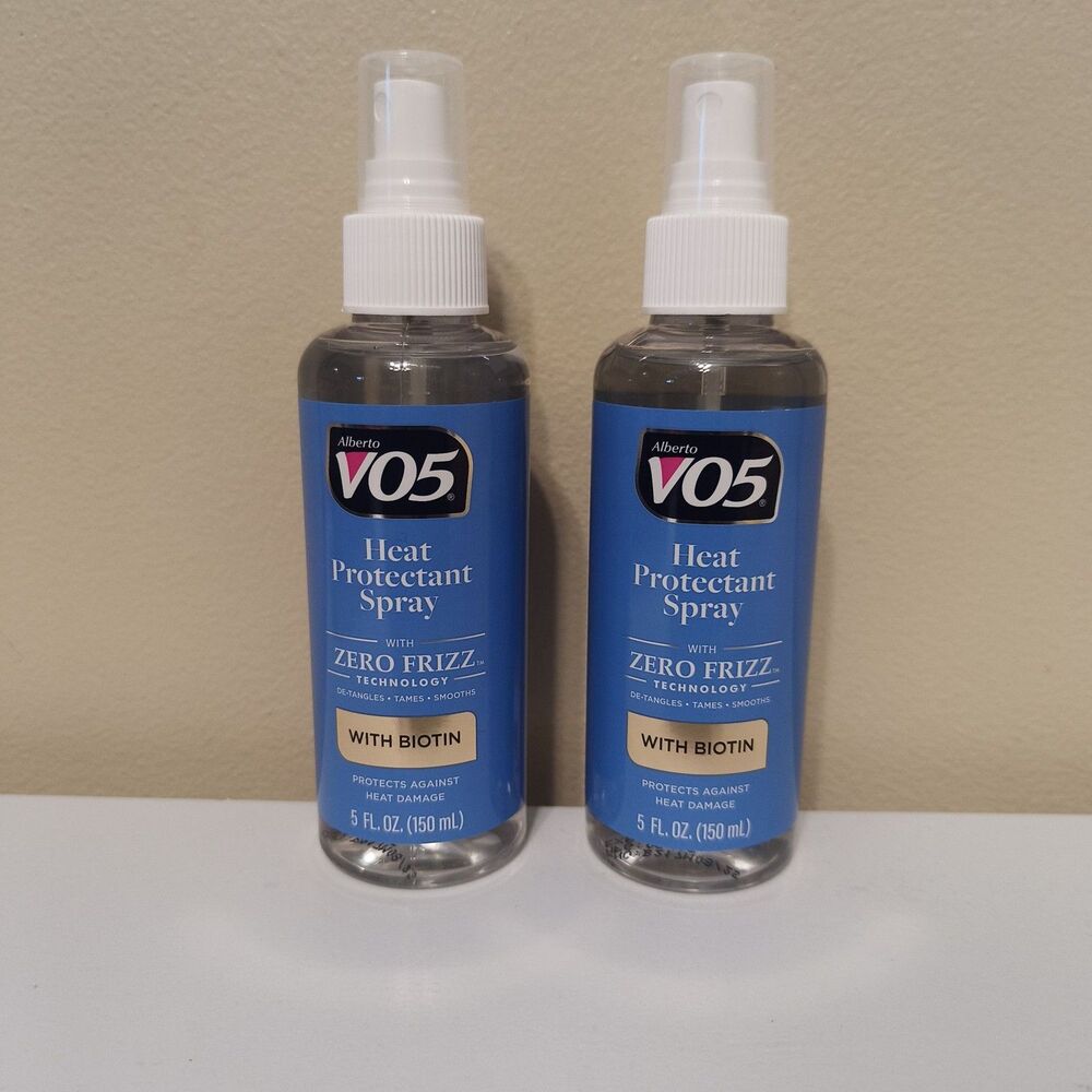 2 Pack Alberto VO5 Heat Protectant Spray with Biotin Zero Frizz 5 fl oz